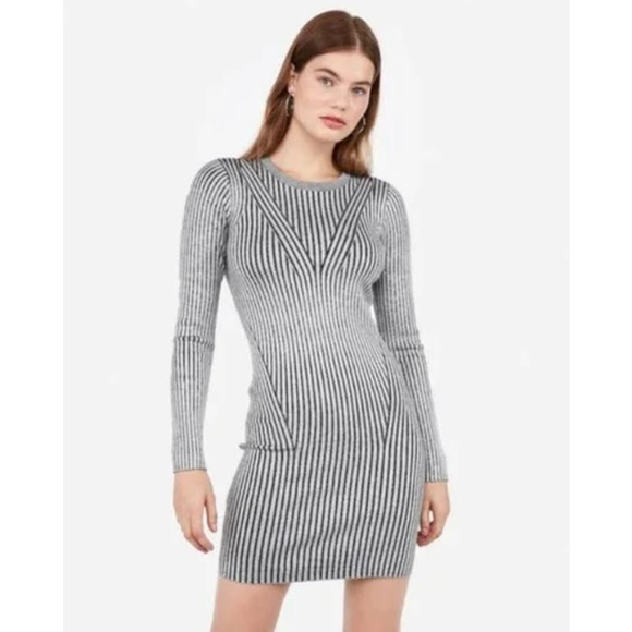 Express Midi Sweater Knit Vertical Stripes Dress NWOT - Picture 1 of 14